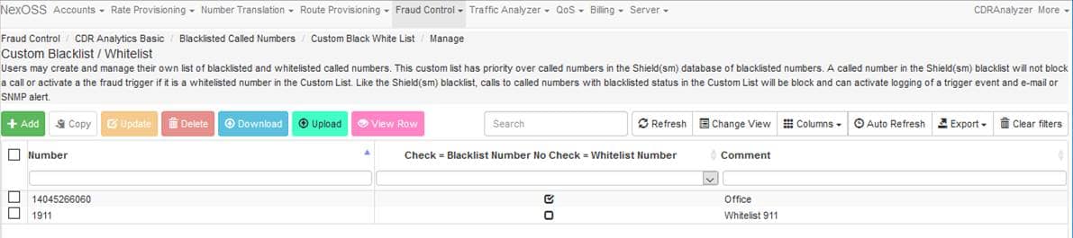 Manage Blacklist / Whitelist